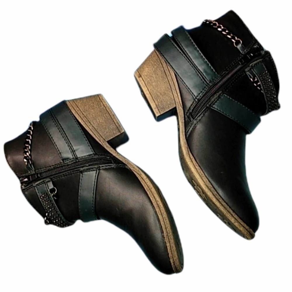 Marc Pico Black Abby Strap & Chain Ankle Booties - Picture 3 of 11